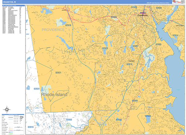 Cranston, RI Zip Code Map