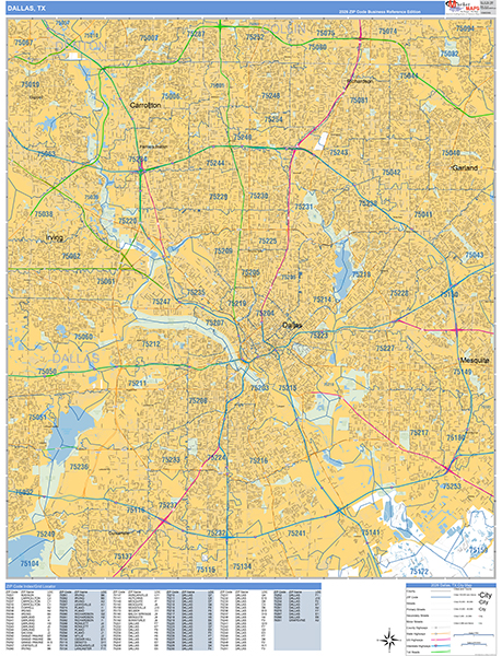 Dallas, TX Zip Code Map