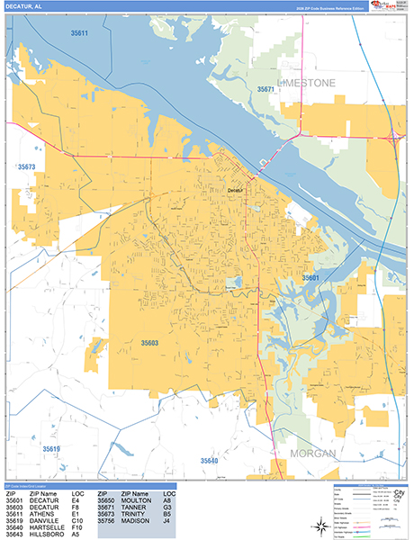 Decatur, AL Wall Map