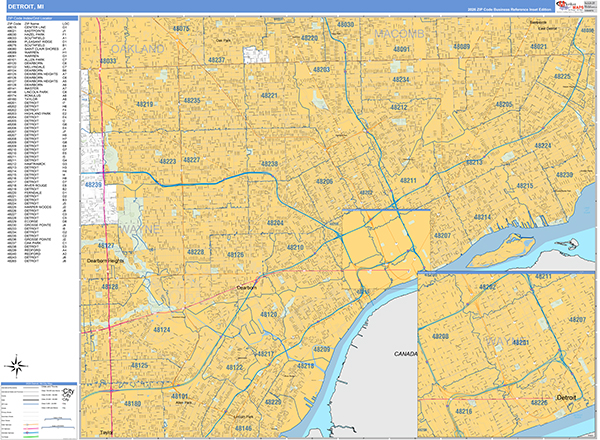 Detroit, MI Zip Code Map