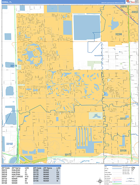 Doral City Wall Map Basic Style