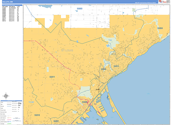 Duluth, MN Zip Code Map