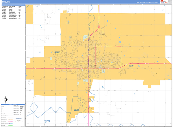 Enid City Wall Map Basic Style