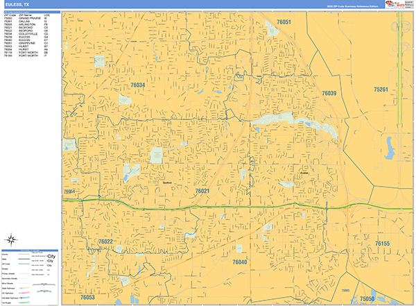 Euless, TX Zip Code Map