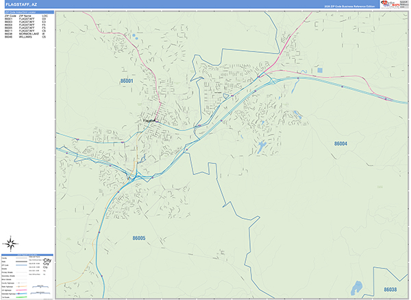 Flagstaff Wall Map Basic Style