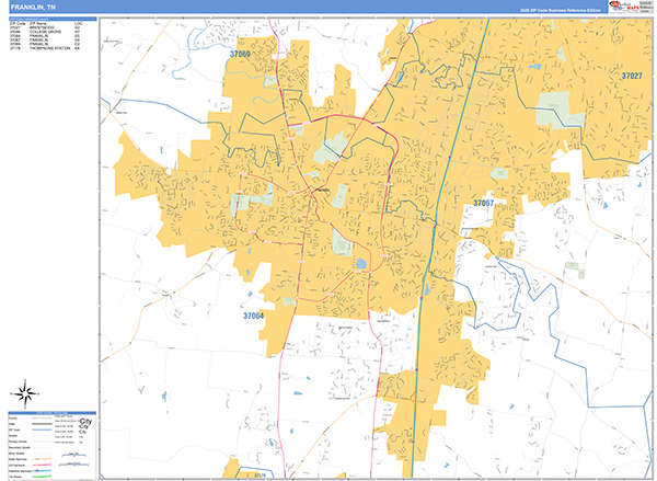 Franklin, TN Zip Code Map