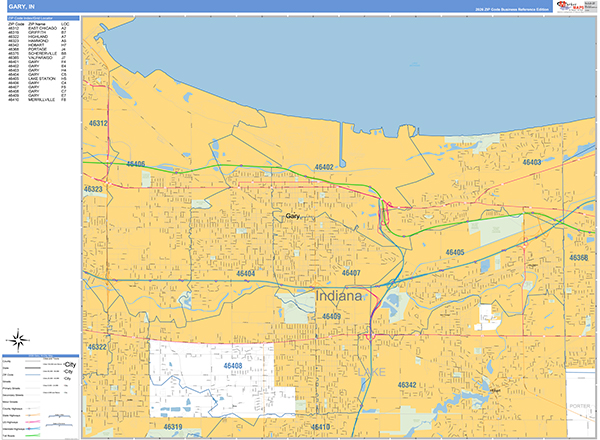 Gary, IN Zip Code Map