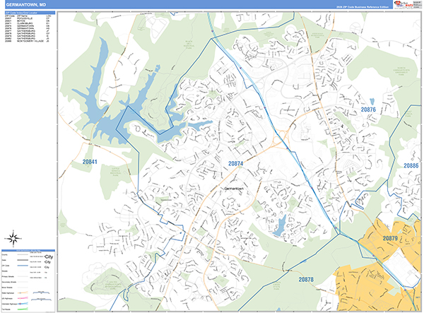 Germantown Wall Map Basic Style