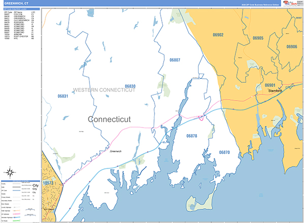 Greenwich, CT Zip Code Map