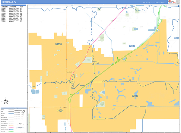 Homestead, FL Zip Code Map