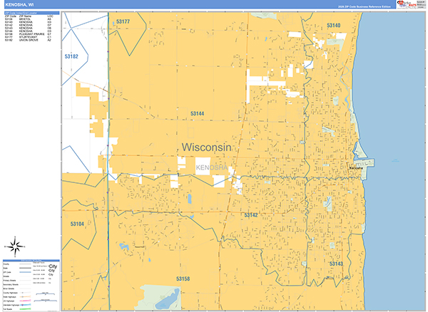Kenosha, WI Zip Code Map