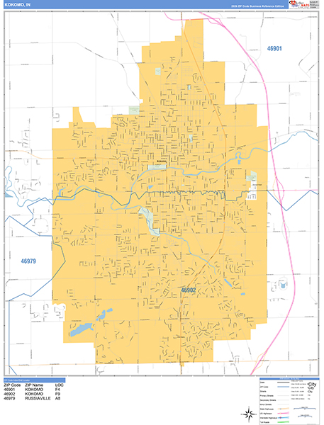 Kokomo, IN Zip Code Map