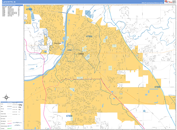 Lafayette, IN Zip Code Map