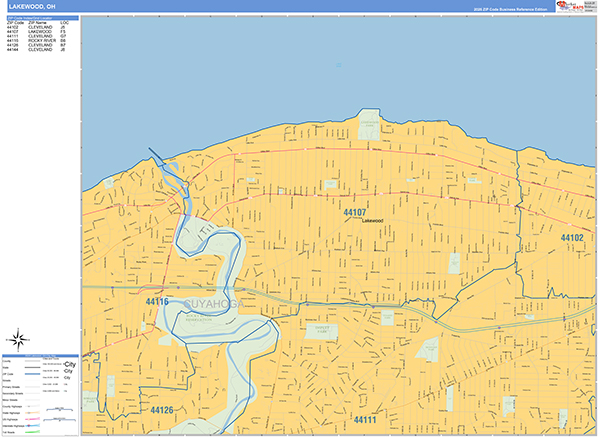 Lakewood, OH Zip Code Map
