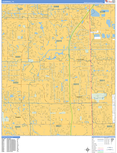 Lauderhill, FL Zip Code Map