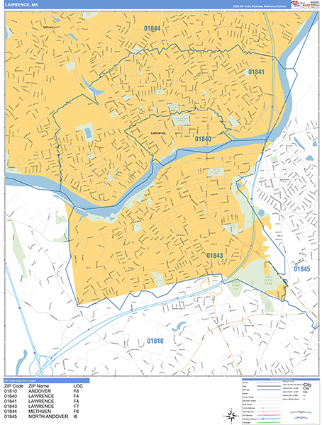 Lawrence City Wall Map Basic Style