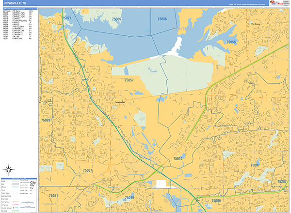 Lewisville, TX Zip Code Map
