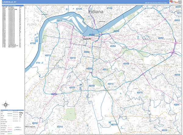 Louisville, KY Zip Code Map