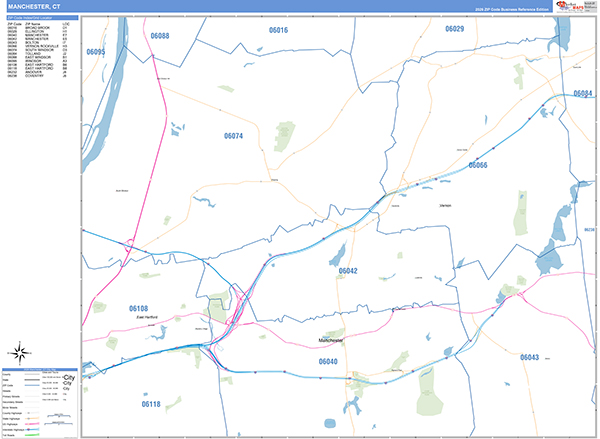Manchester, CT Zip Code Map