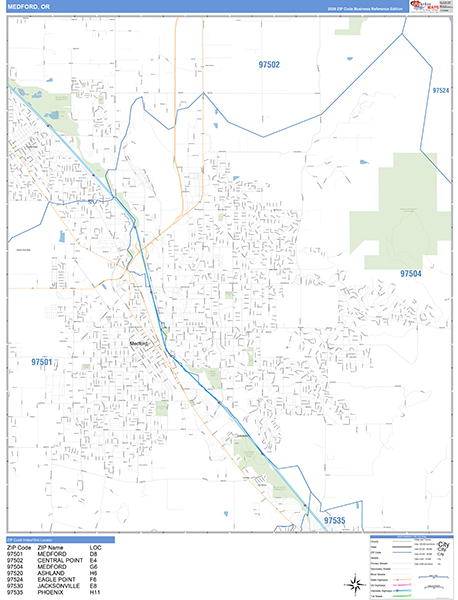 Medford, OR Zip Code Map
