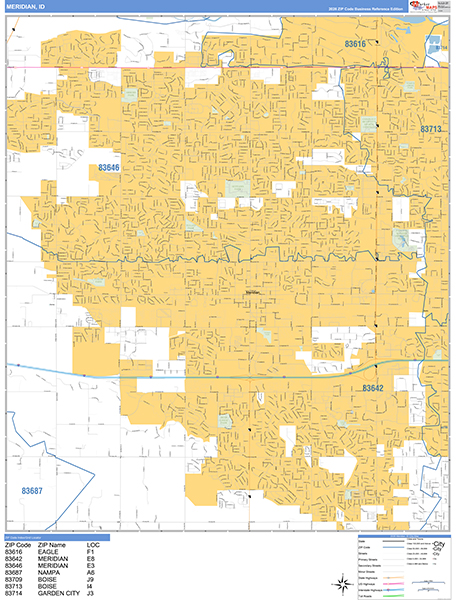 Meridian, ID Zip Code Map