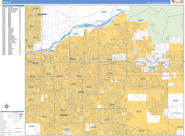 Mesa, AZ Zip Code Map