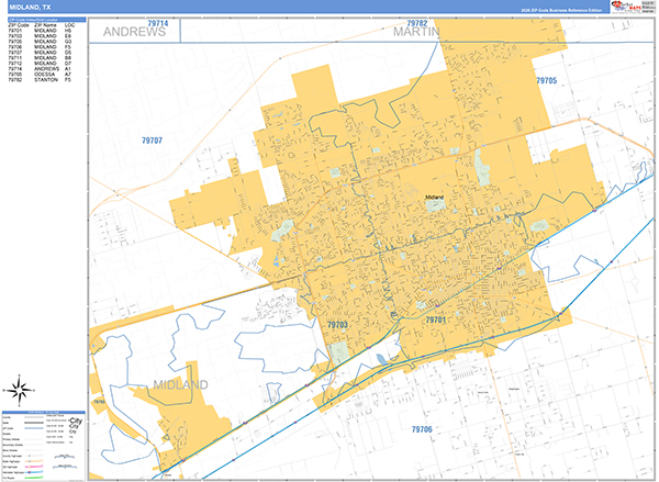 Midland, TX Zip Code Map