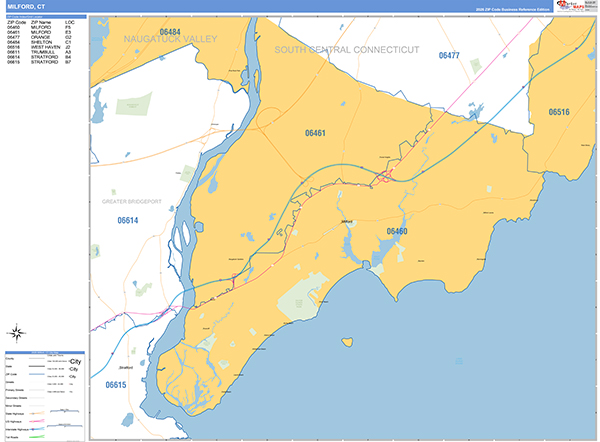 Milford, CT Zip Code Map