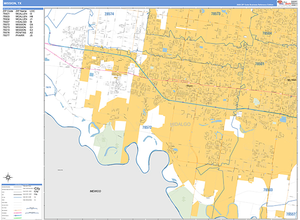 Mission, TX Zip Code Map