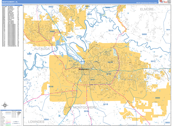 Montgomery, AL Zip Code Map