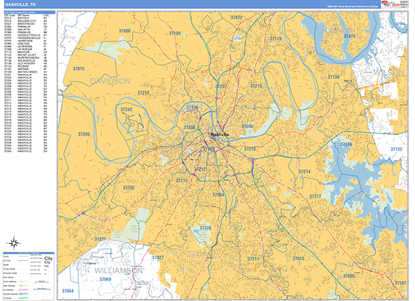 Nashville, TN Zip Code Map
