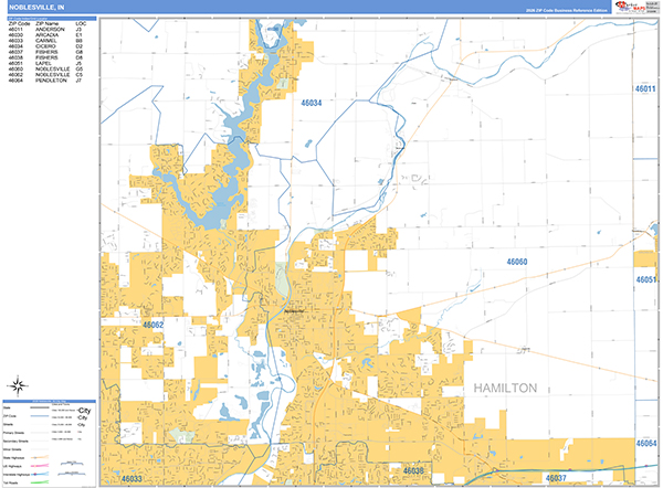 Noblesville City Wall Map Basic Style