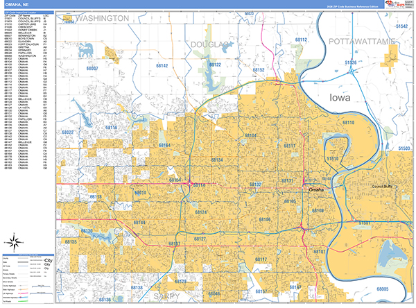 Omaha, NE Zip Code Map