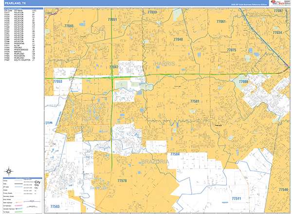 Pearland, TX Zip Code Map