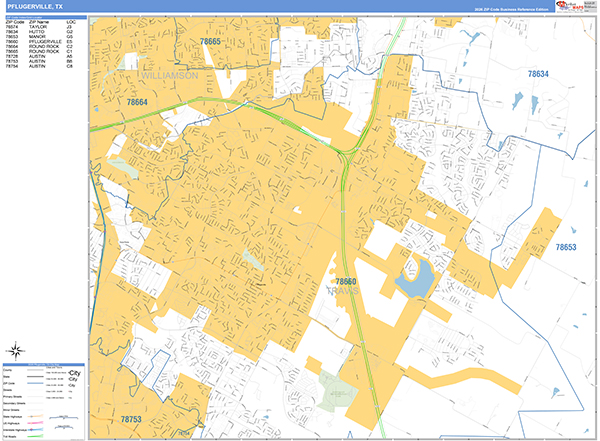 Pflugerville City Wall Map Basic Style
