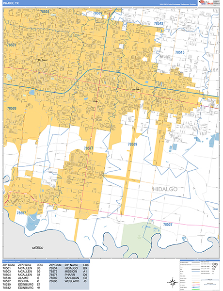 Pharr, TX Zip Code Map