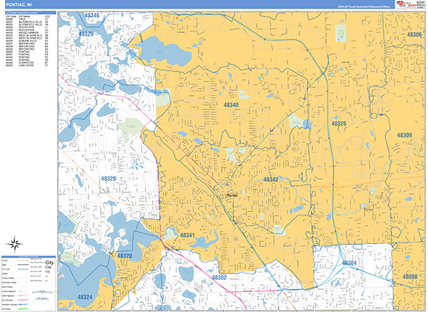 Pontiac, MI Zip Code Map