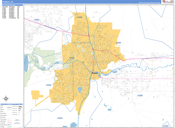 Pueblo, CO Zip Code Map