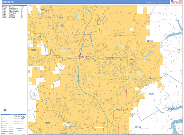 Rogers City Wall Map Basic Style