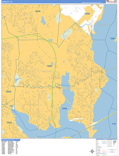 Rowlett, TX Zip Code Map
