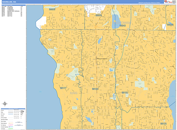 Shoreline, WA Zip Code Map