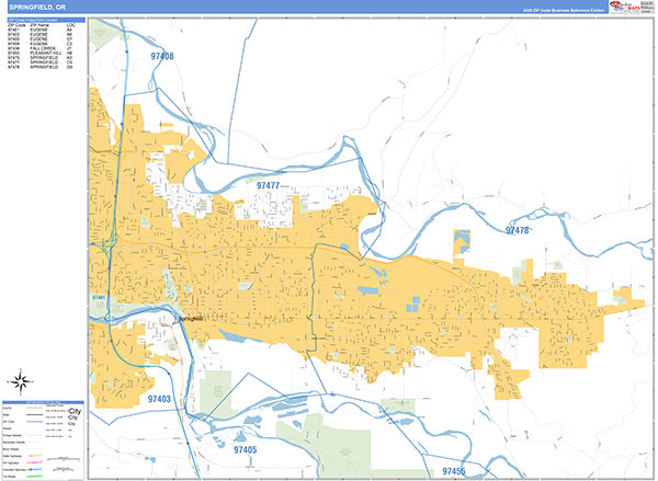 Springfield, OR Zip Code Map