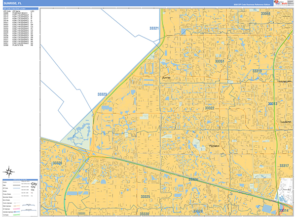 Sunrise, FL Zip Code Map