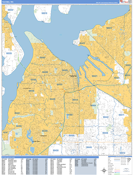 Tacoma, WA Zip Code Map