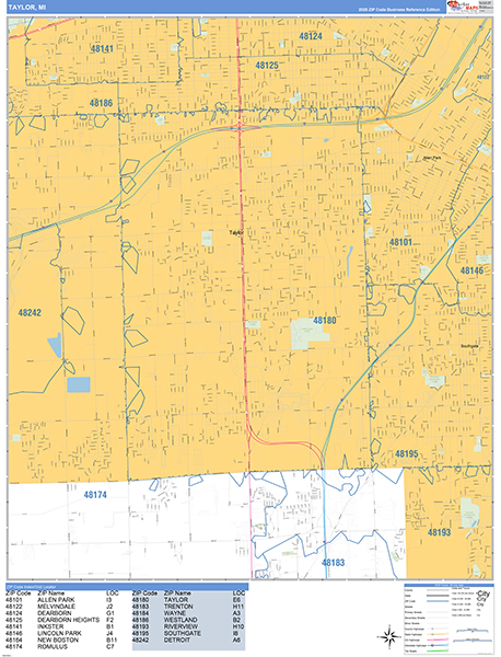Taylor, MI Zip Code Map
