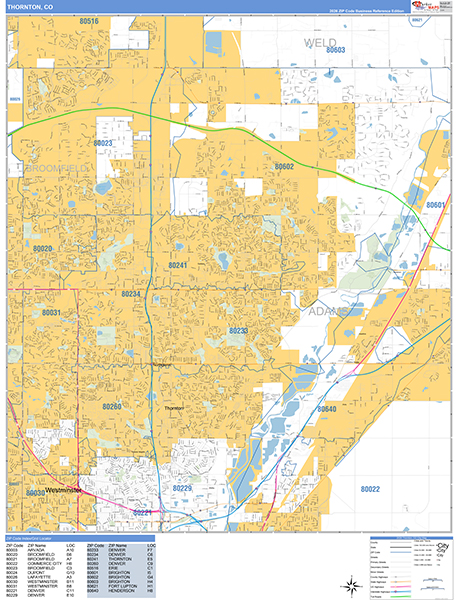 Thornton, CO Zip Code Map