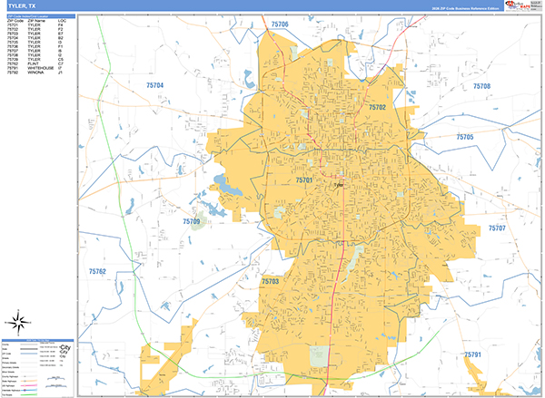 Tyler, TX Zip Code Map