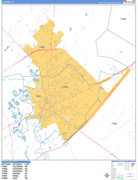 Victoria, TX Zip Code Map