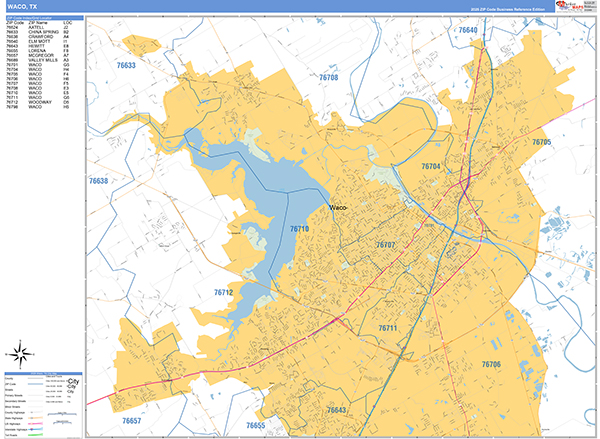 Waco, TX Zip Code Map
