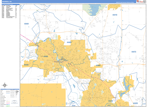 Warren, OH Zip Code Map